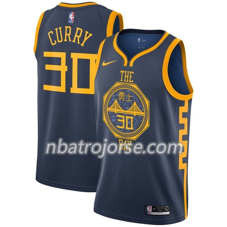 Män Golden State Warriors Tröja Stephen Curry 30 2018-19 Nike City Edition Navy Swingman